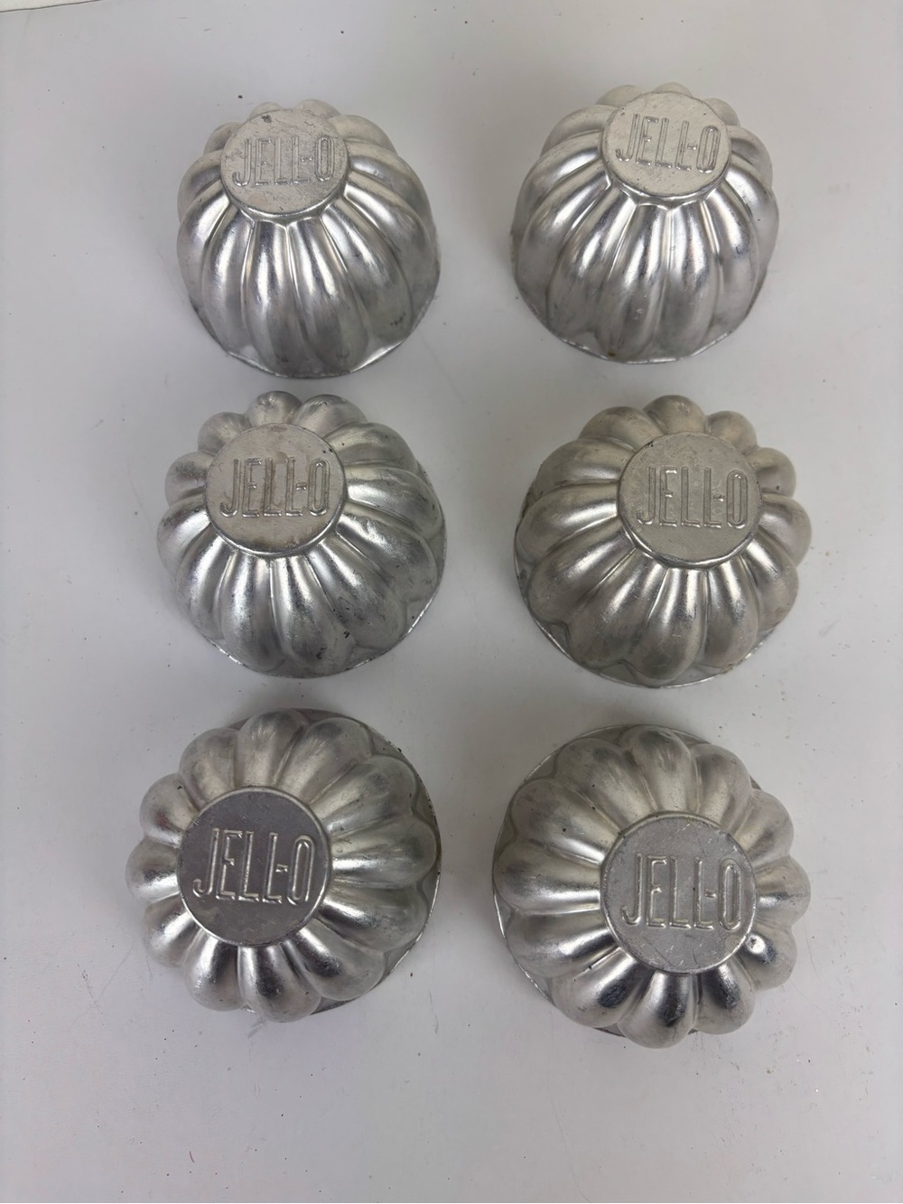 Vintage JELL-O Aluminum Jelly Molds - Set of 6, Silver